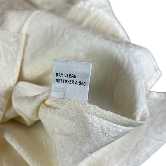 Talbots Pure Silk Shirt Women Sz 8 Ivory Cream Floral Coquette Classic Button Up - Picture 10 of 12